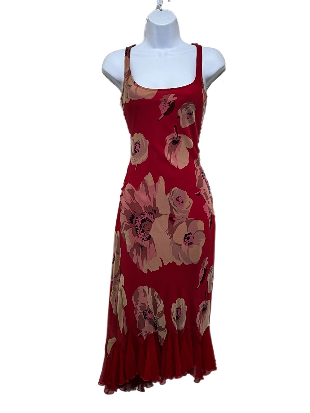 Vintage Betsey Johnson New York Silk Sheer Mesh Floral Slip Dress w/ Flower Pin - Picture 8 of 13